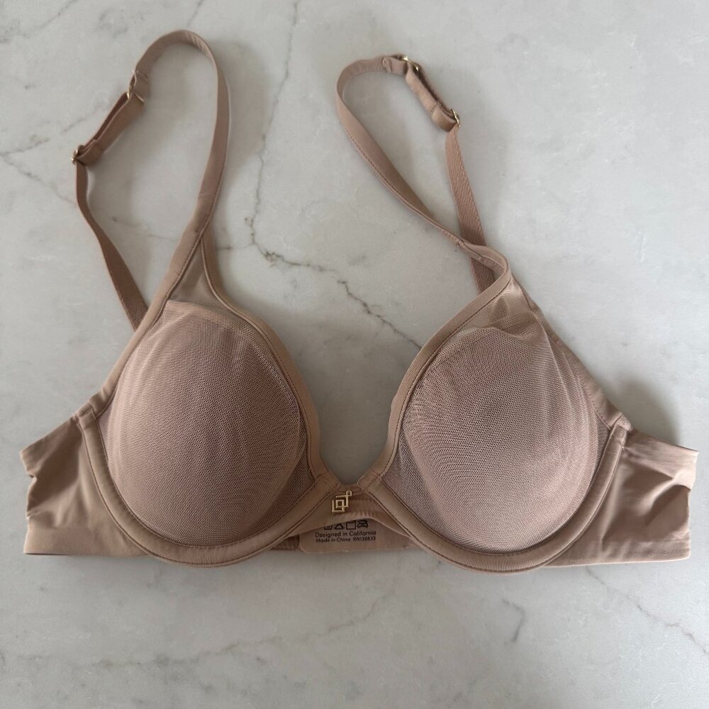 Thirdlove Uplift Plunge Bra Nude Buff Underwire 32B Mesh Pushup 24/7 32B